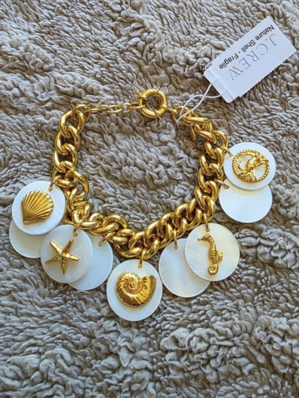 J.Crew Nature Shell - Fragile Gold & White Charm Necklace NWT